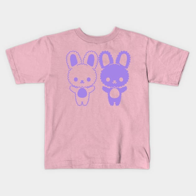 Fuzzy Bunnies Purple Kids T-Shirt by TurboErin